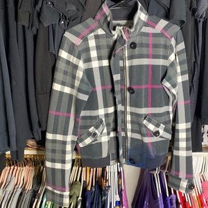 Well loved oniell collared plaid sweatshirt ladies small grey pink and blueish